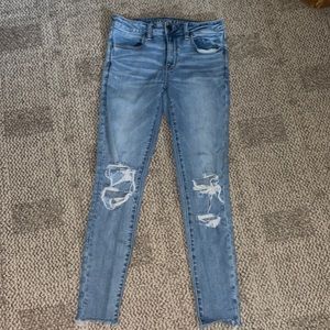 Womens American eagle skinny jeans jeggings distressed high waisted size 6
